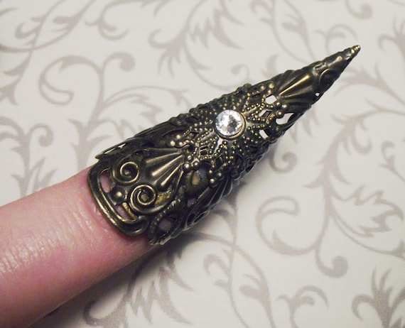 Griffin Talon Claw with Custom Color Crystal // Antiqued Bronze by JekyllHydeJewelry steampunk buy now online