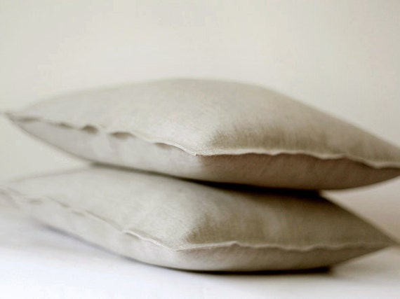 Decorative natural linen pillow covers - set of 4 cushion cases - throw pillows - shams - toss pillow 0063