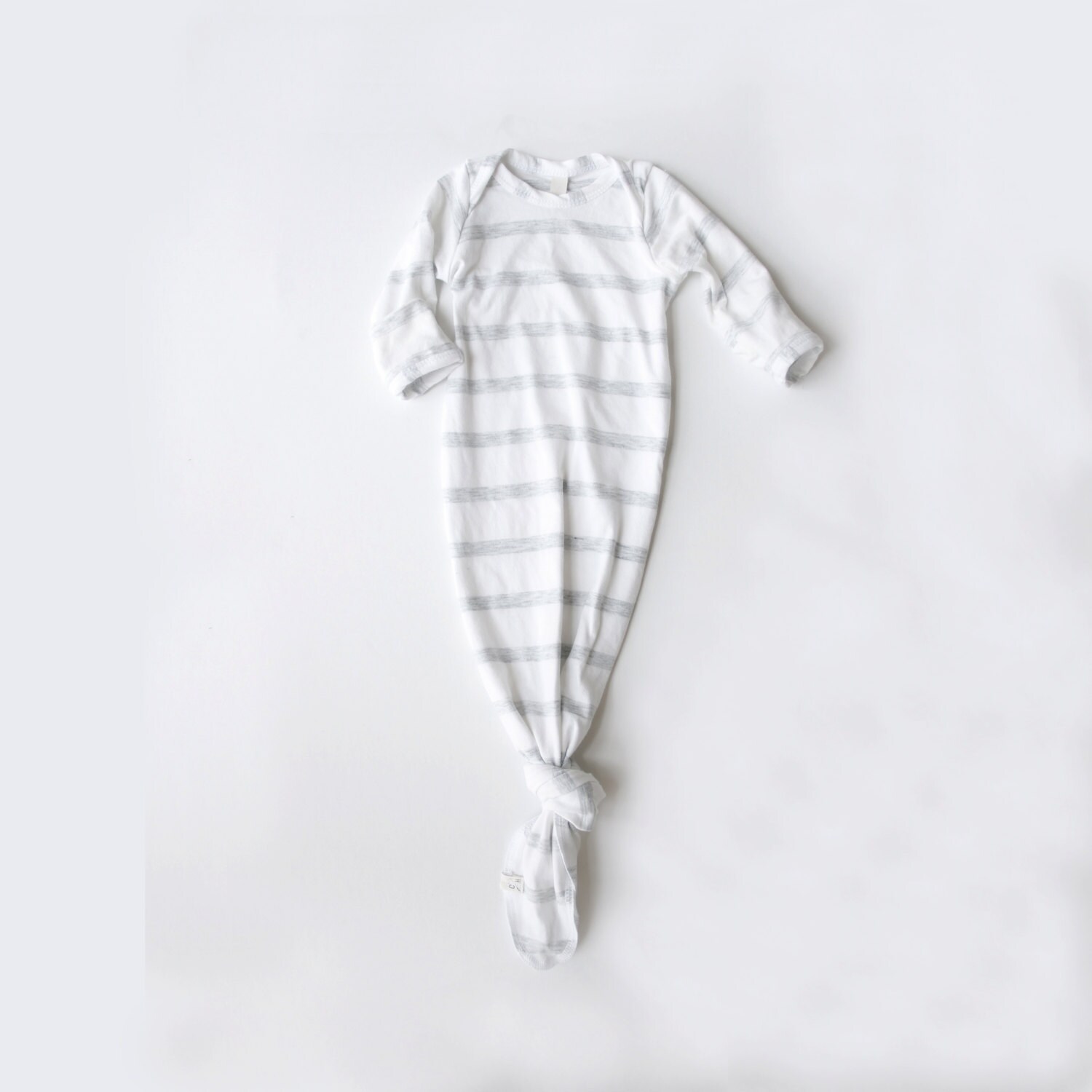 knotted sleeper newborn gown with mitten cuffs