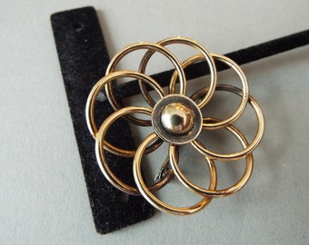 Atomic brooch pin Vermeil Retro Symmetalic Sterling 14k Spirograph brooch eternity pin