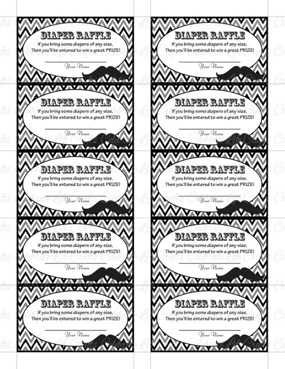 Printable Diaper Raffle Tickets Baby Shower Instant Download