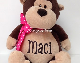 Personalized, Monogrammed Stuffed Monkey Soft Toy, Plush