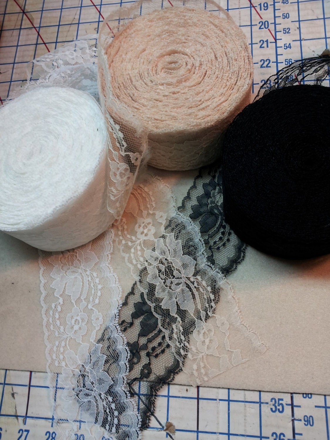 black and white flat laces