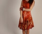 Wedding guest dress Bohemian red dress Felted orange red dress Bridesmaid boho dress Wool dress Boho clothing Felted clothing