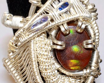 Fire Agate Ring Wire Wrapped Jewelry Rings Handmade Jewellery Stores Fine Jewelry Fine Jewelery Stores Unique Gifts for Mom Birthday Gifts