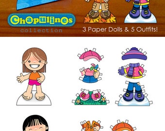 60% off Paper Dolls - Printable - Seasons of the Year - Girls - Full Color - Set 021