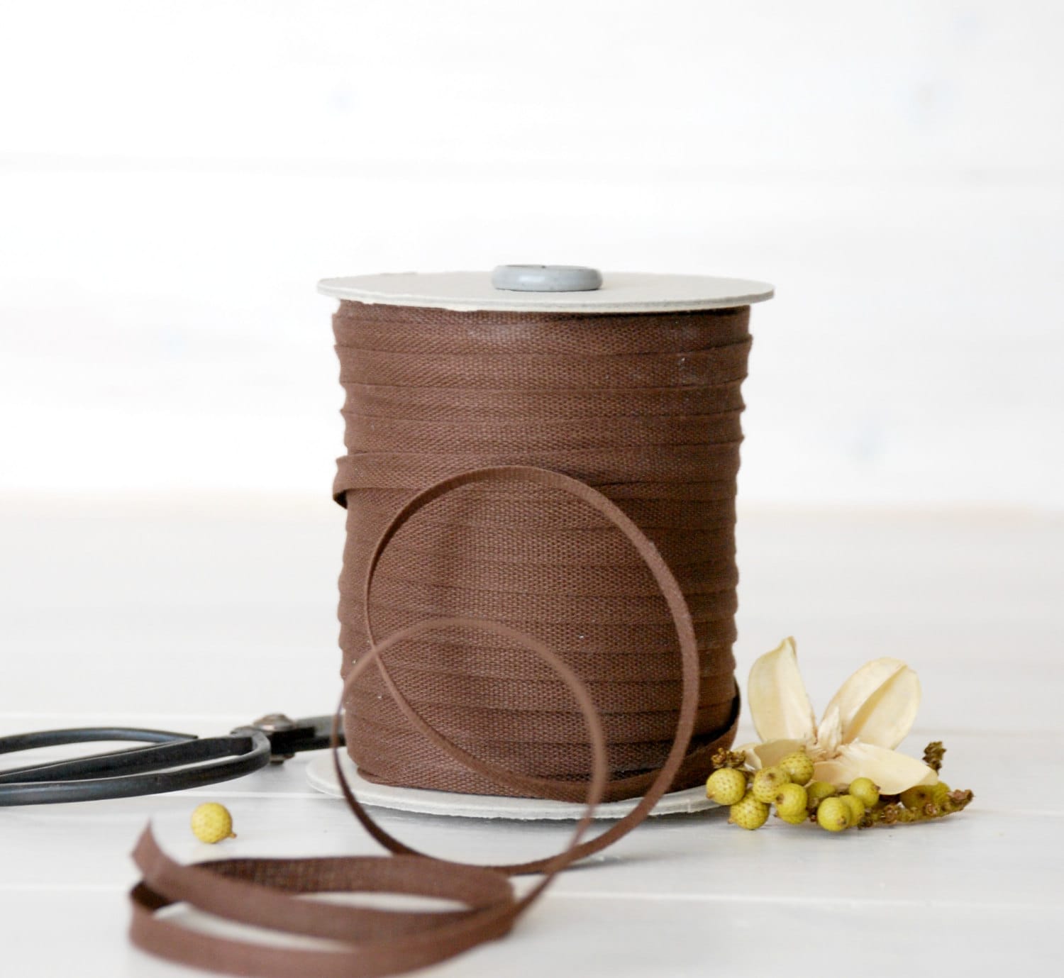 Brown Cotton Ribbon 5 20 or 109 Yards 100 Cotton from