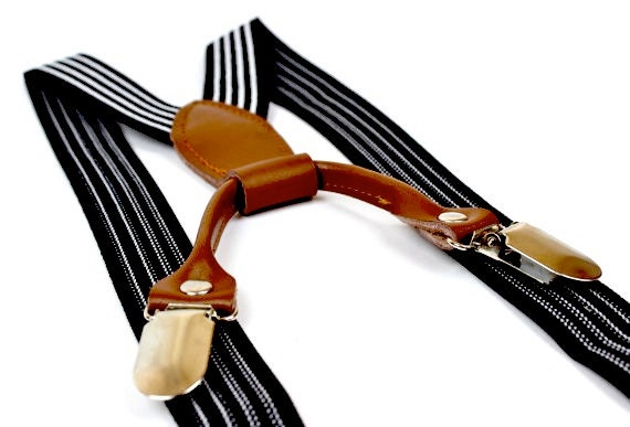 Toddler/Baby - Black Striped Suspenders