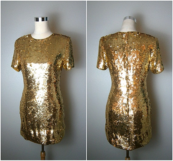 Sequin Dress  Great Gatsby Wiggle Dress  Gold Sequin Mini Dress ...