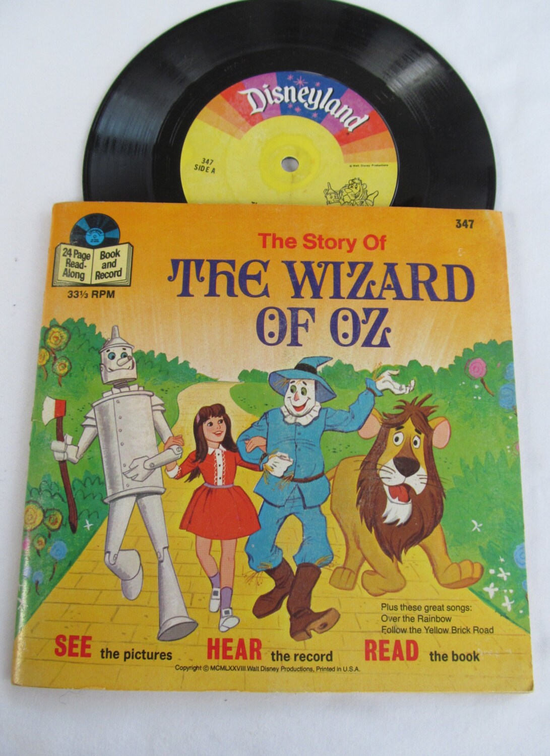 The Wizard Of Oz Song Book Childrens 33 rpm Record and Story