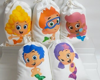 Bubble Guppies Favor Bags Birthday Party or School events for Treat's or gift Can be personalized 5" X 7" or 6" X 8" Qty 5