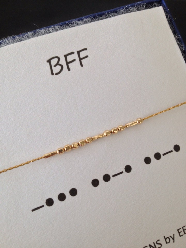 set of 2 bff morse code bracelets 14k gold filled or set of 2 bff morse code bracelets 14k gold filled or