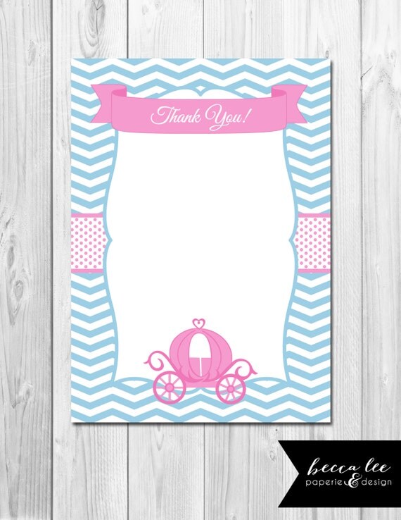 INSTANT DOWNLOAD - Thank You Note - Princess Inspired Theme - Pink and Blue - DIY - Printable Il_570xn