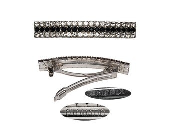 Vintage Rhinestone and Jet Barrette - France