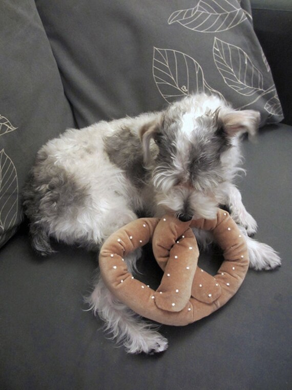 Ready to ship NYC Pretzel Dog Toy w/ Squeaker by LittleBarkster
