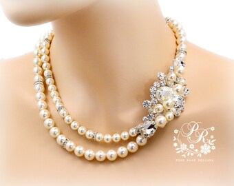 Wedding Necklace Swarovski Pearl Rhinestone Necklace Bridal Necklace Wedding Jewelry Wedding accessory Bridal Jewelry Necklace Aryu Mar