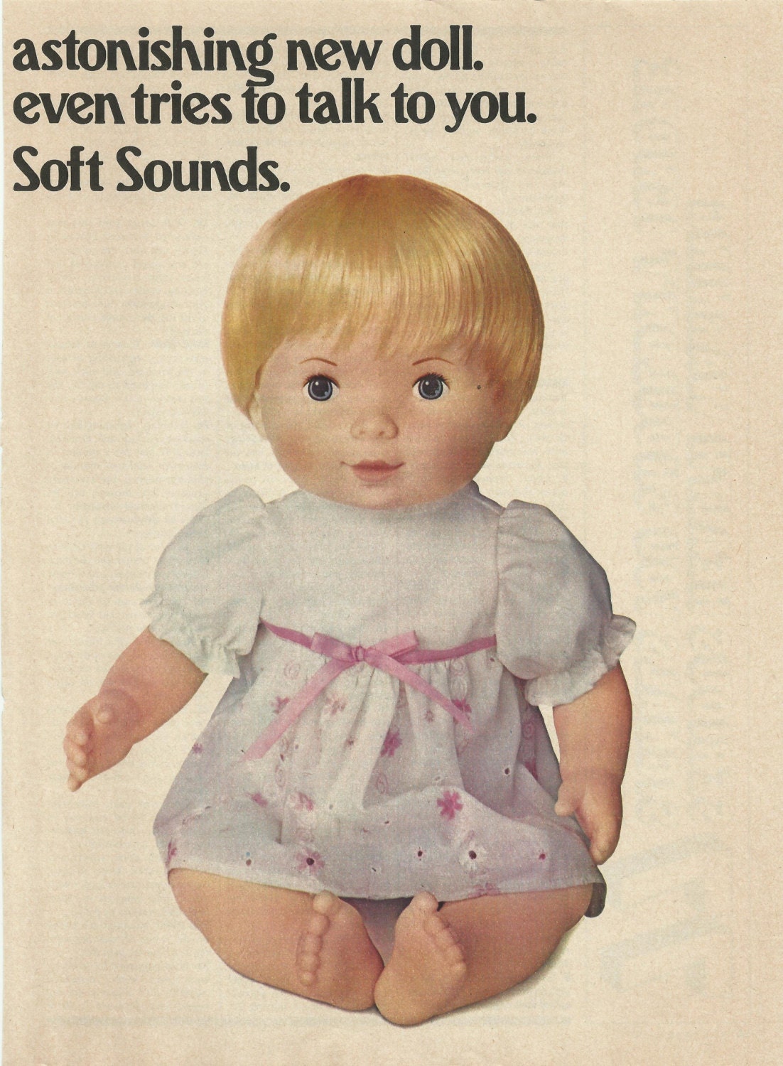 FISHER PRICE Baby Soft Sounds Doll Original 1980 Vintage Color