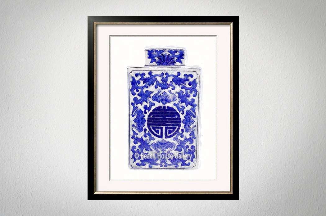 Blue White Vase Print Chinoiserie Wall Art Asian Vase