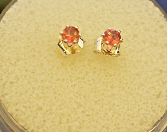 Pink Tourmaline Studs, 3mm Round, Natural, Set in Sterling Silver E426