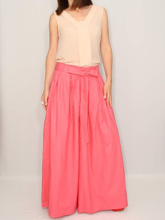 coral palazzo pants