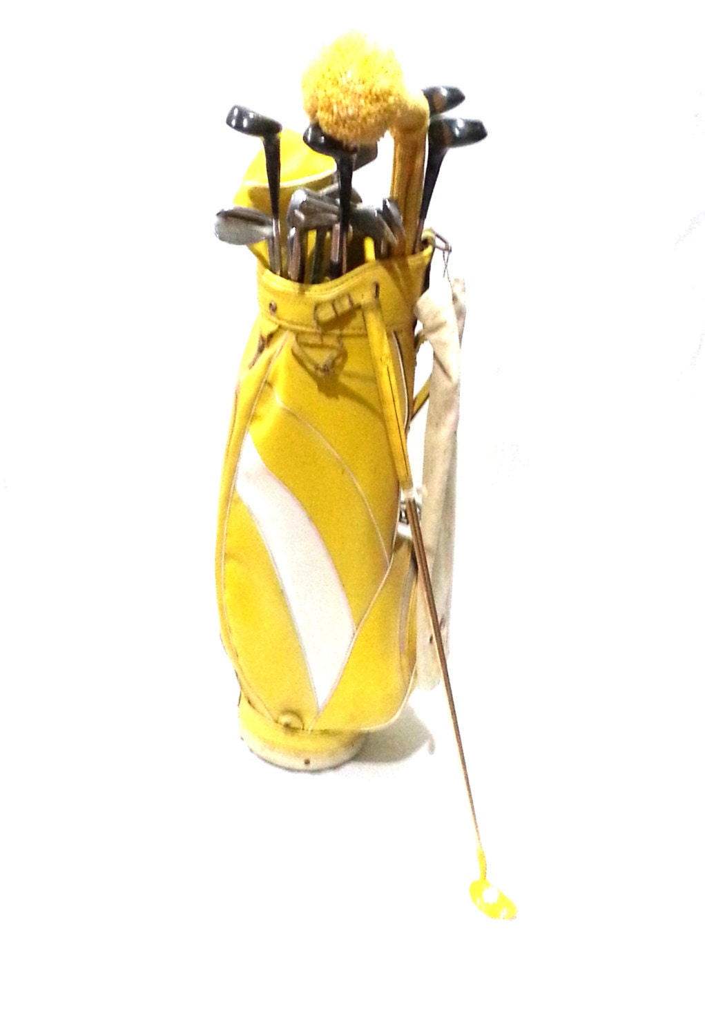 Burton Yellow Golf Bag with Set of Golf Clubs by DeAnnasAttic