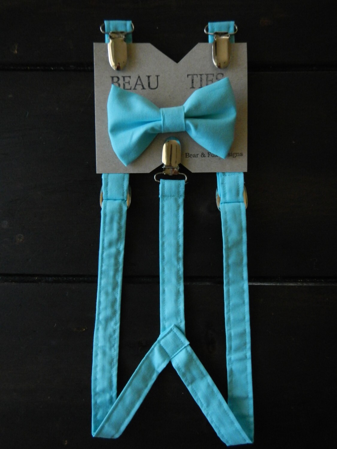 Boys Suspenders Bow Tie set Powder Blue