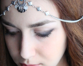 CHAIN HEADPIECE Head Chain, Vintage Head chain, headdress gypsy head piece .
