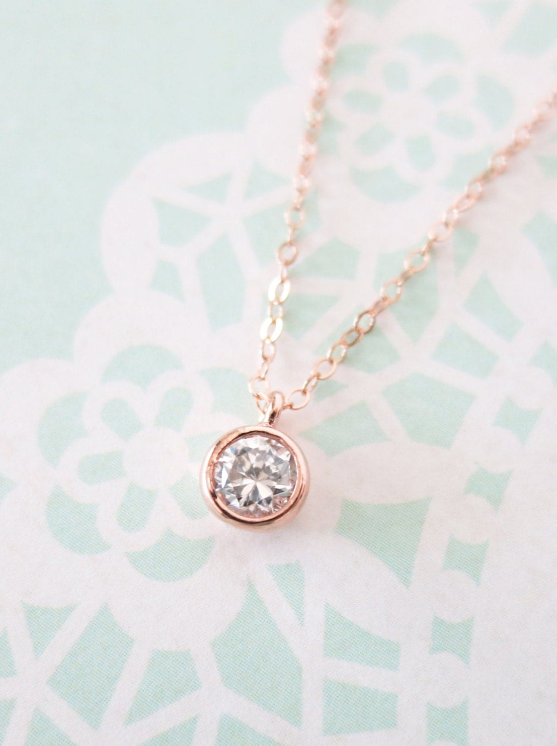 Simple Diamond Drop necklace rose gold filled necklace