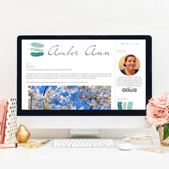 Amber Ann Blogger Blog Template Il_570xn