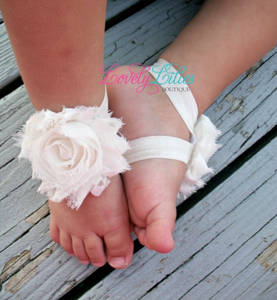 Baby Barefoot Sandals..Ivory..Toddler Sandals..Newborn Sandals .. Baby ...