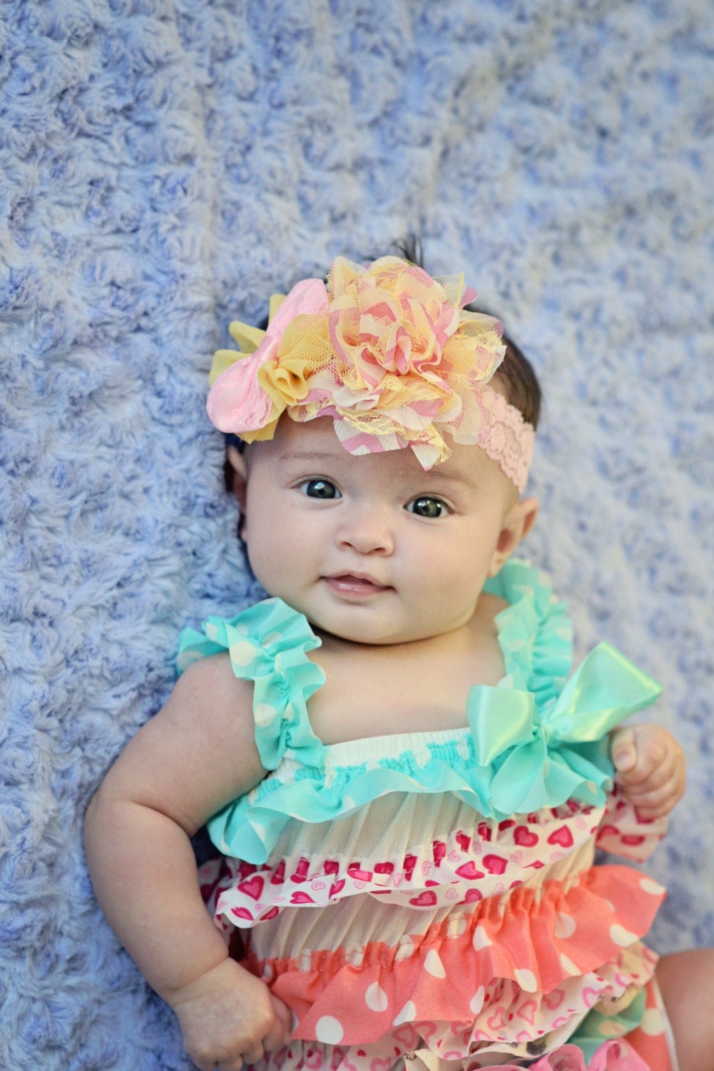 Pink Lace Headband, Pink Yellow Headband, Lace Baby Headband, Pink Baby ...