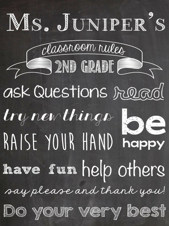 Items similar to Classroom Rules Chalkboard Sign *customizable ...