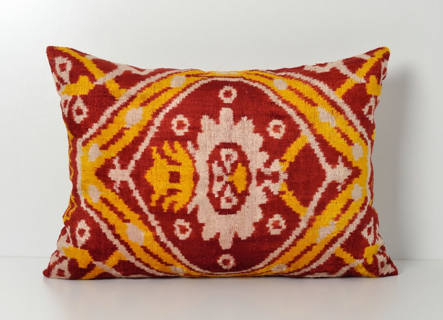 Ikat Pillows Decorative Pillow Lumbar Ikat Cushion Cover Red