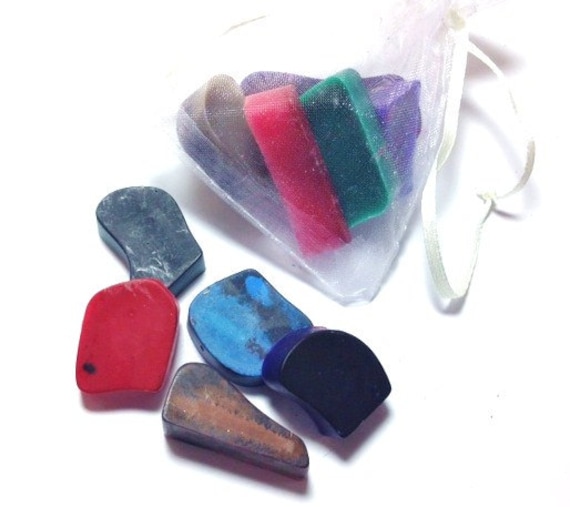 Tumbled Gemstone Crayons 5 Piece Set Set in Organza Bag - Party Favor