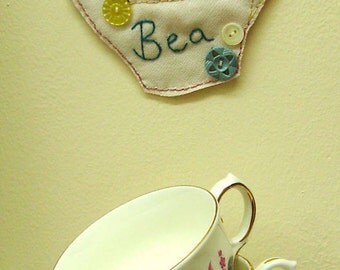 Personalised Vintage teacup and teacup Decoration, vintage  Hanging Fabric  Vintage personalised saucer . Gift/