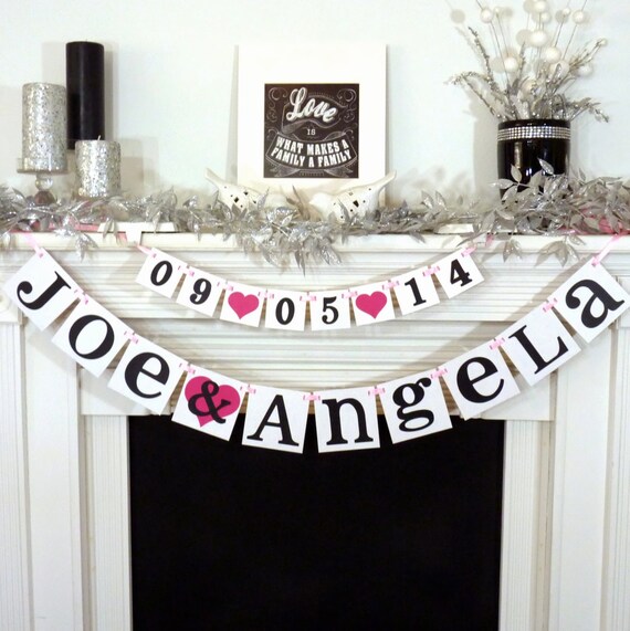 Wedding Garland / Custom Names Banner plus Date Banner