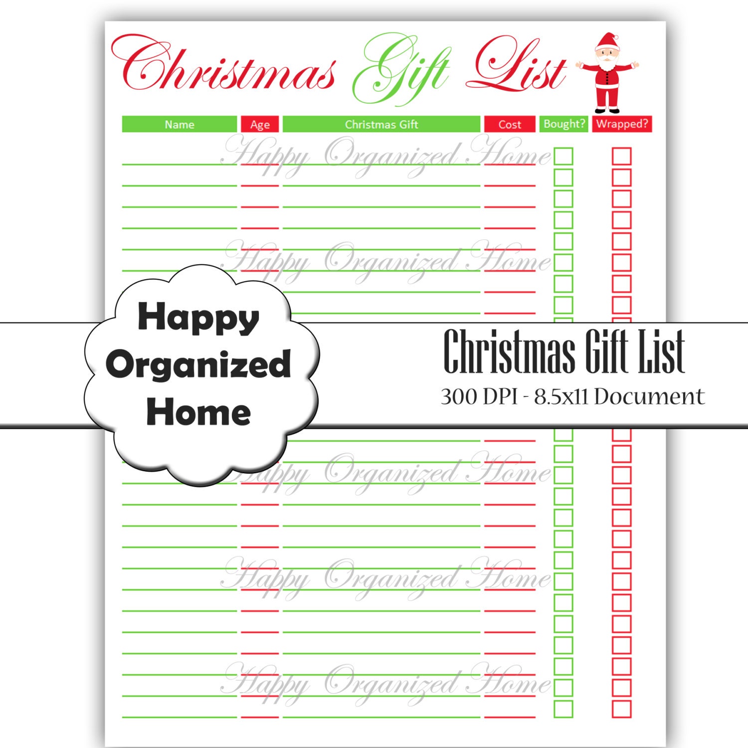 Christmas gift planner printable PDF by on Etsy