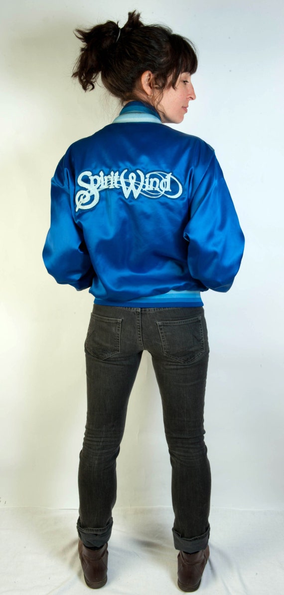 Vintage Blue Satin Bowling Varsity Jacket by petuniaMacsCloset