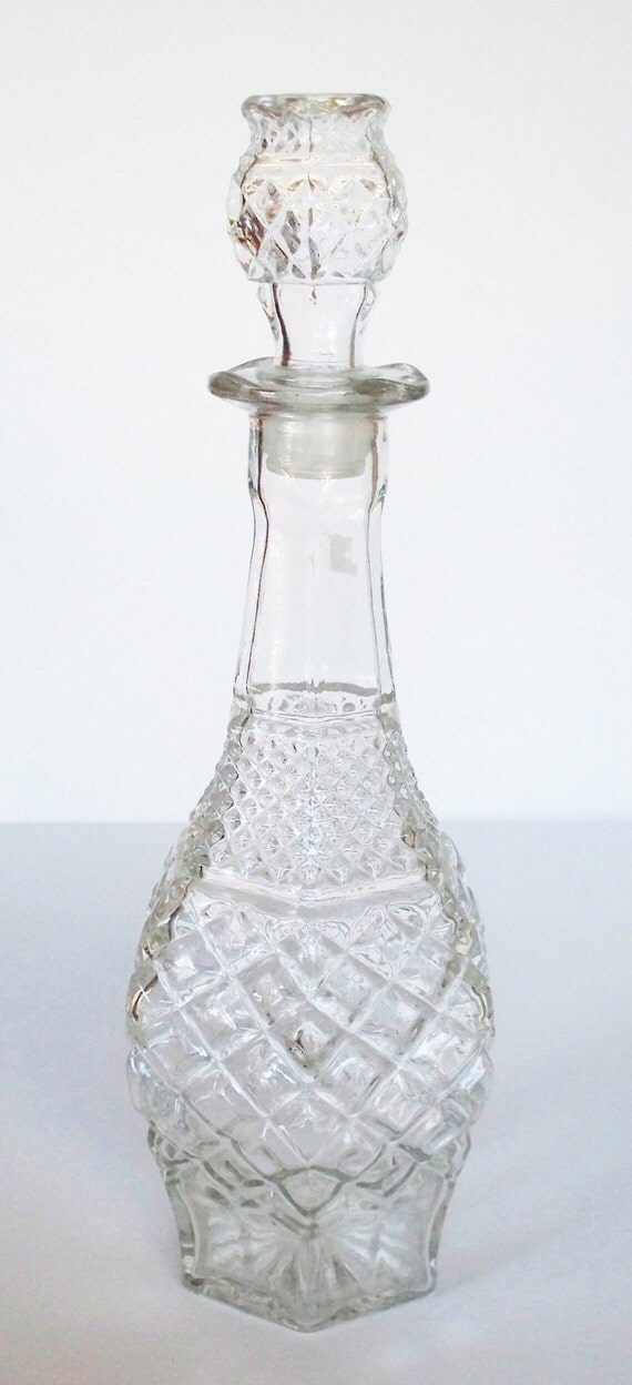 Vintage pressed glass liquor wine decanter