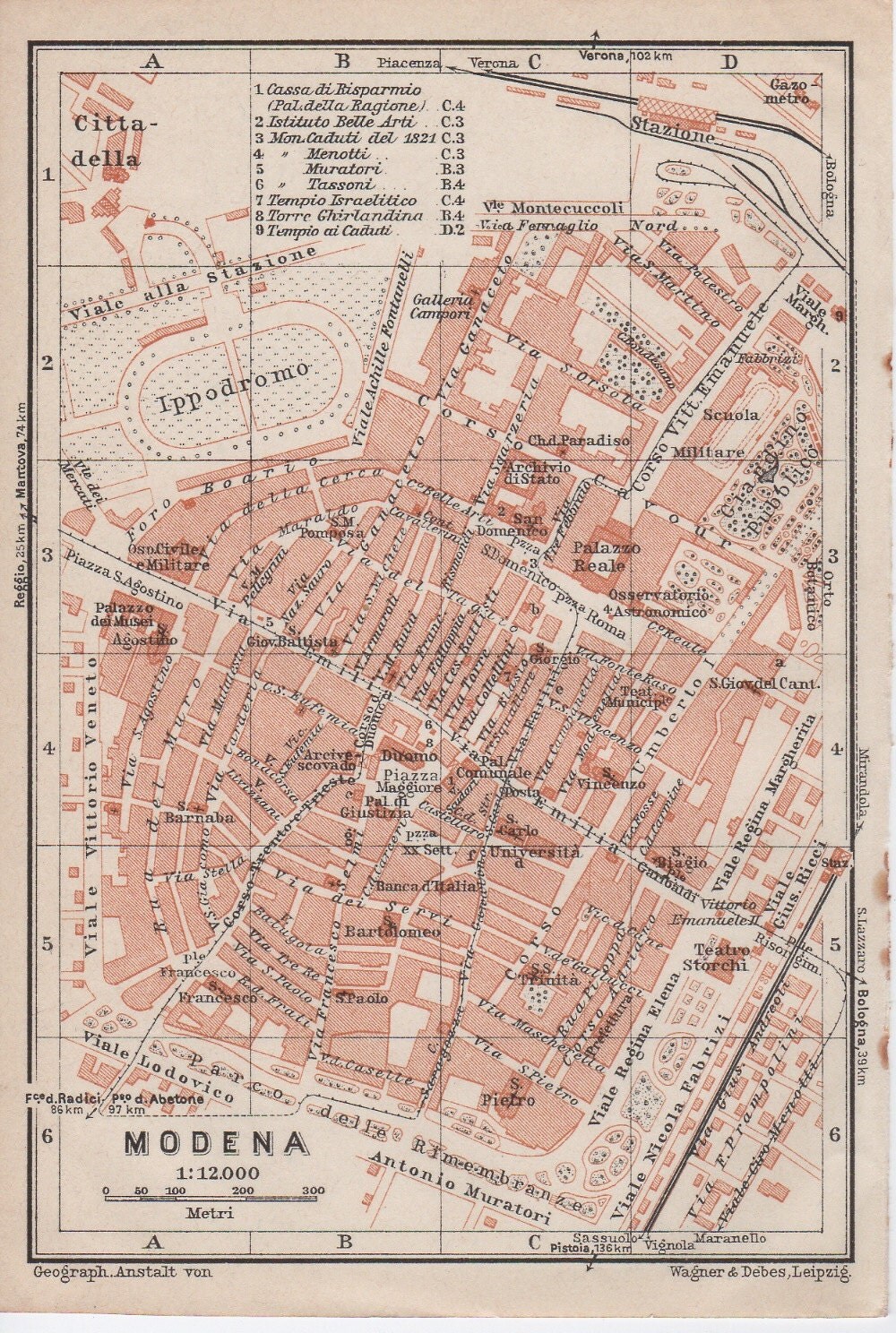 1928 Modena Italy Antique Map Po Valley Province of