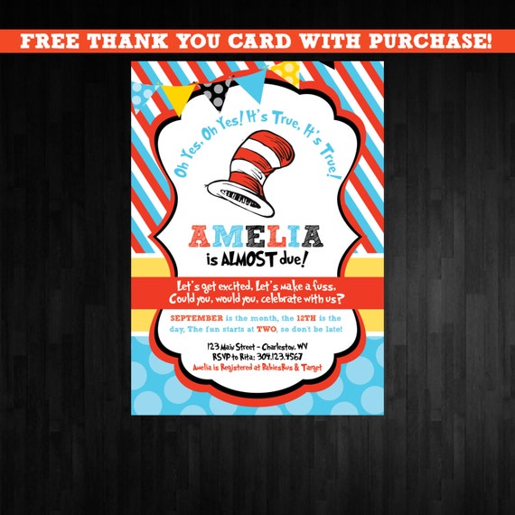 Dr seuss Baby Shower Invitation Baby Sprinkle by AbbyReeseDesign