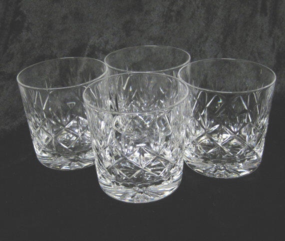 Set of 4 Vintage Cut Crystal Whisky Tumblers