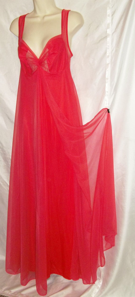 Vintage Lingerie 1960s Red Cattani Chiffon by ReallyCoolClothes