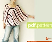 PDF sewing pattern Women Kimono sleeve tunic -Warabi- (size 34-48)