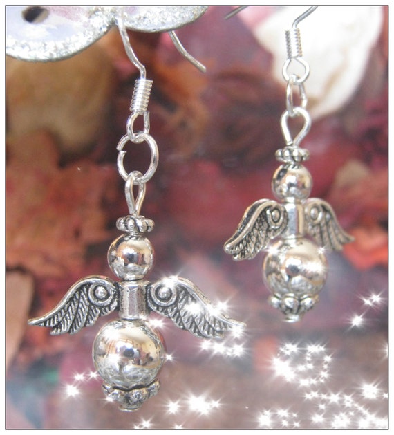 Handmade Silver Guardian Angel Earrings by IreneDesign2011