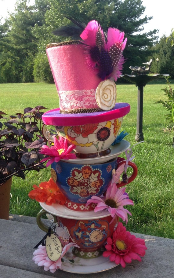 Mad Hatter Oversized Handpainted Stacked Teacup