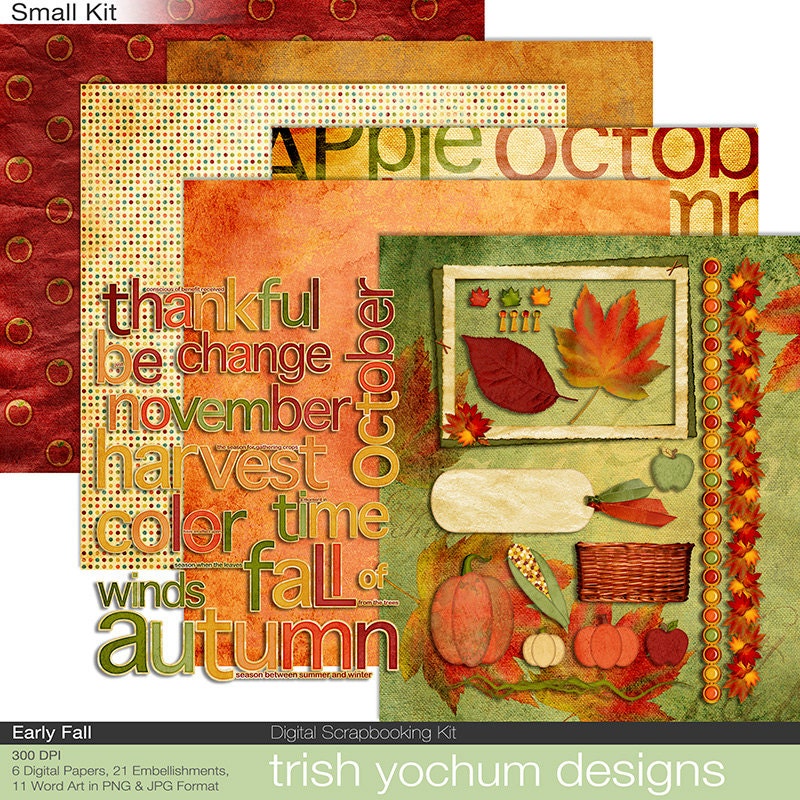 Download Fall Digital Scrapbook Autumn Clipart Thanksgiving Apples