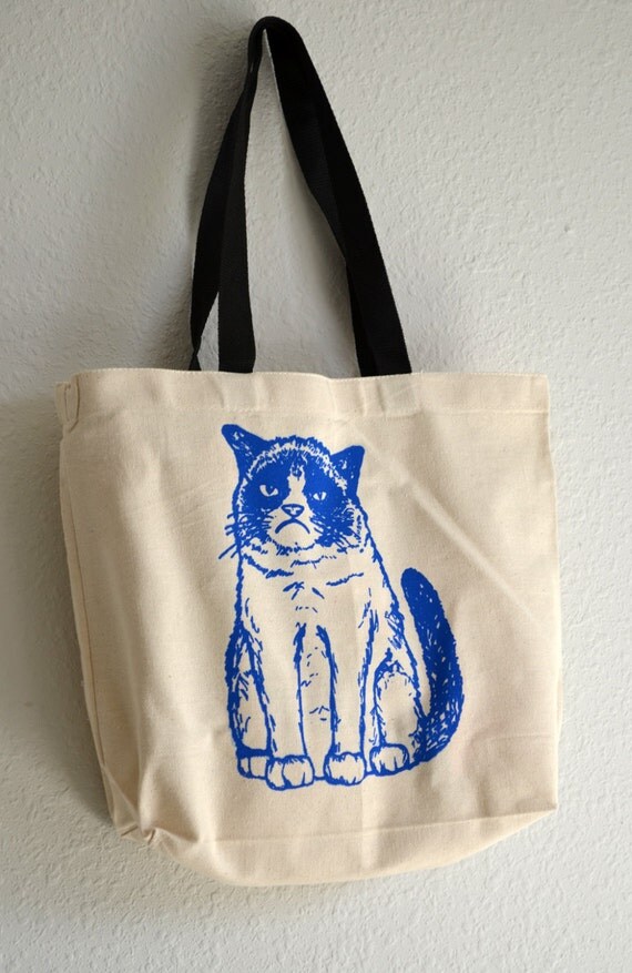 Grumpy Cat Tote Bag Natural Canvas by TheVarmintDen on Etsy