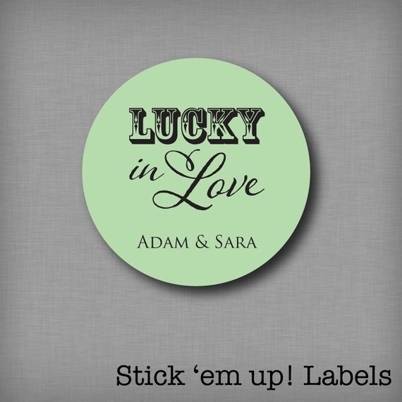 Lucky in Love Personalized Wedding Favor Labels Custom Bridal Shower