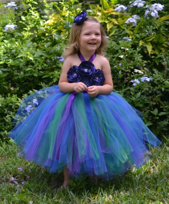 Peacock Tutu Dress Flower Girl Dress for Peacock Wedding